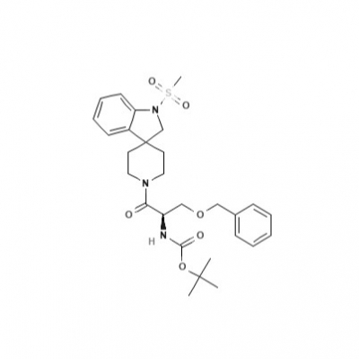 Carbamic acid, N-[(1R)-2-[1,2-dihydro-1-(methylsulfonyl)spiro[3H-indole-3,4-piperidin]-1-yl]-2-oxo-1-[(phenylmethoxy)methyl]ethyl]-, 1,1-dimethylethyl ester